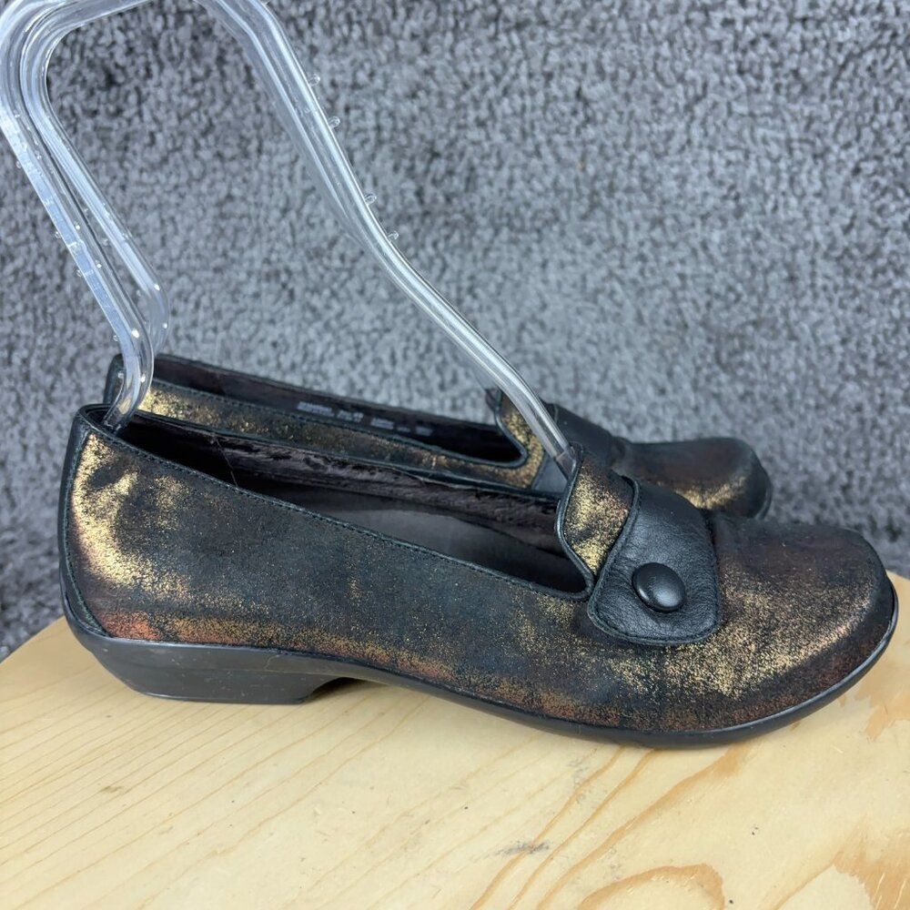 Dansko Shoe Olena Leather Loafer Womens Size 10 Bronze Pewter Metallic Flats